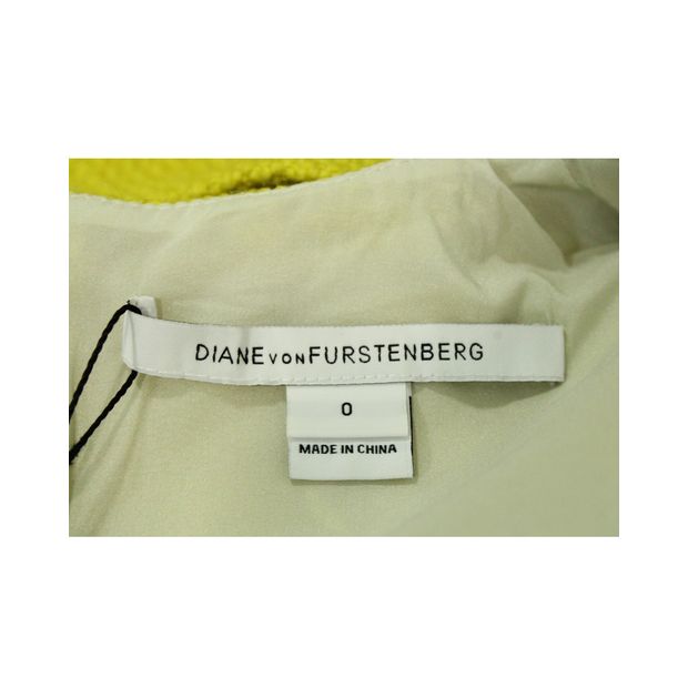 Diane Von Furstenberg Green / Yellow Jackie Novelty Boucle Dress