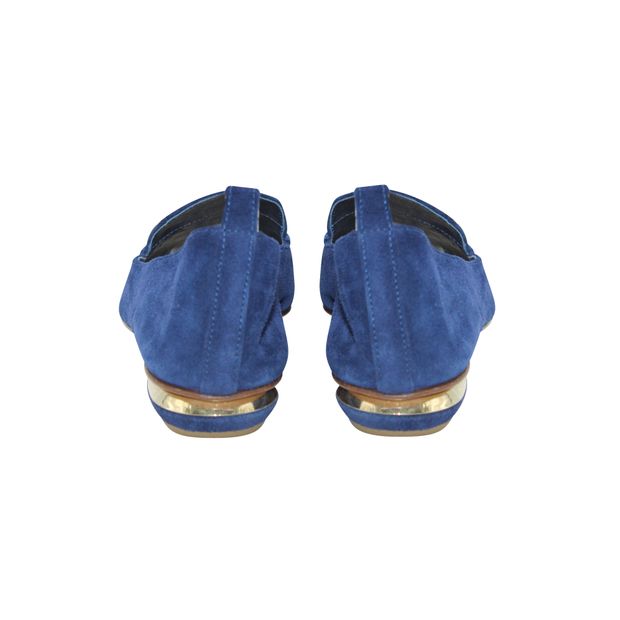 Nicholas Kirkwood Beya Point-Toe Loafers in Blue Suede