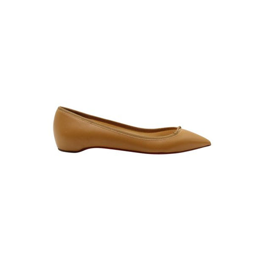 Christian Louboutin Solasofia Pointed Toe Flats in Brown Nappa Leather