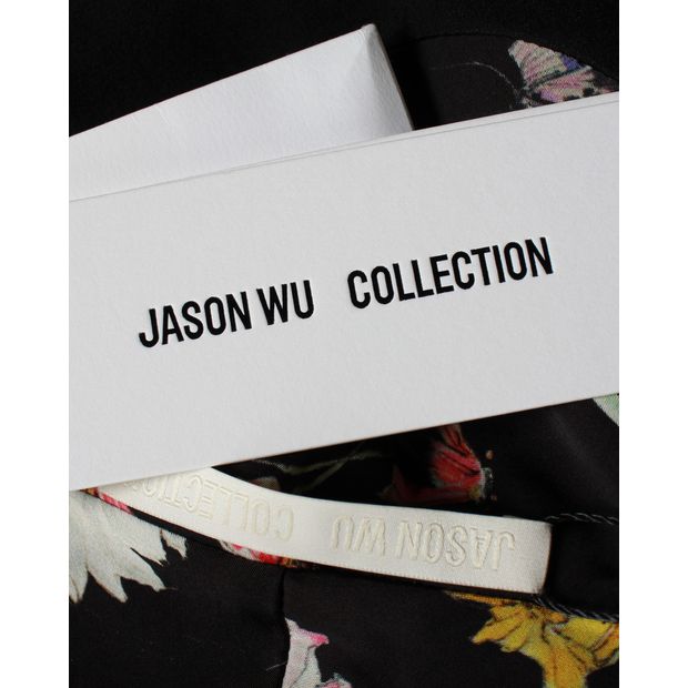 Jason Wu Floral Print Blazer in Black Viscose