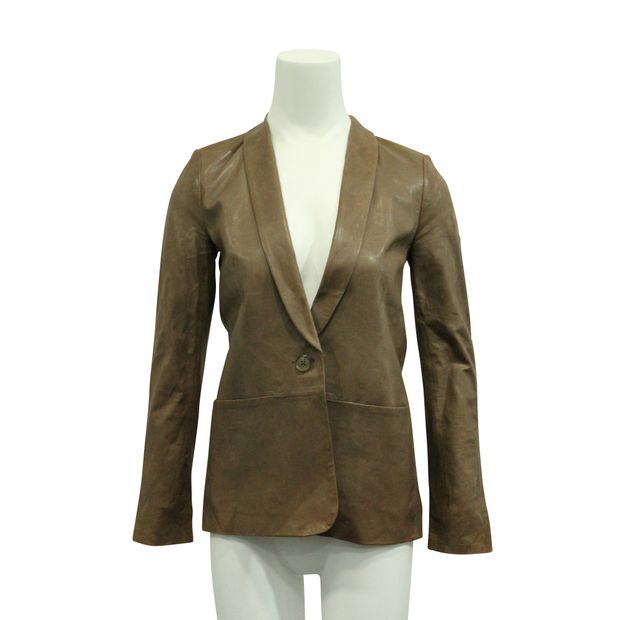 Contemporary Designer Brown Leather Jacket