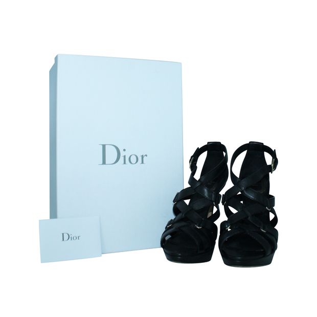 Dior Black Leather Strappy Sandals