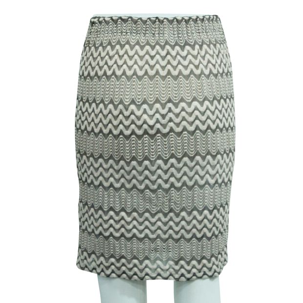 Missoni Grey And Beige Zigzag Skirt