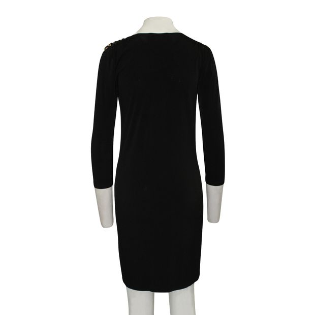 Michael Michael Kors Long Sleeve Black Dress With Metallic Details