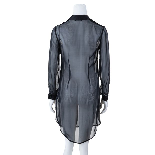 Contemporary Designer Black Sheer Shirt Dress