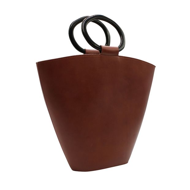 Staud Brown Tote With Plastic Round Top Handles