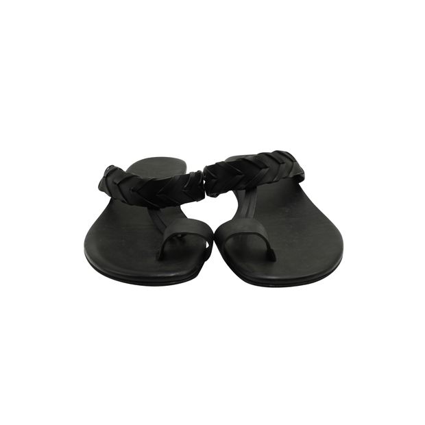 HERMÈS Black Thong Flat Sandals