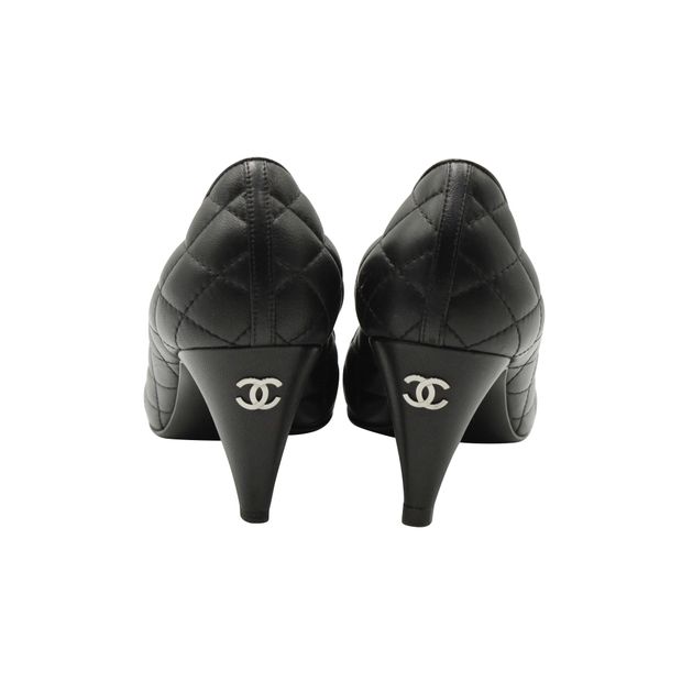 CHANEL Black CC Quilted High Heel Pumps