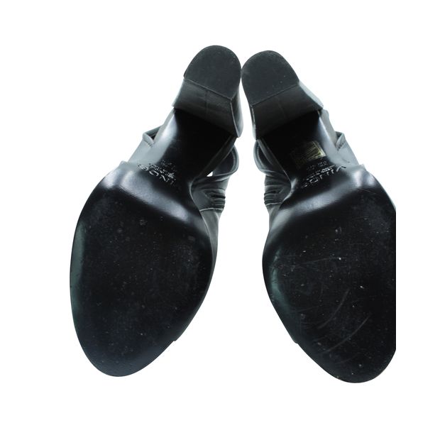 Contemporary Designer Grey Open Heel Boots