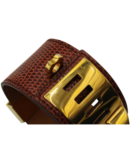 Collier de Chien Bracelet in Brique Lizard with Gold Hardware