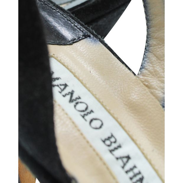 Manolo Blahnik Pointed Toe Black Suede Heels
