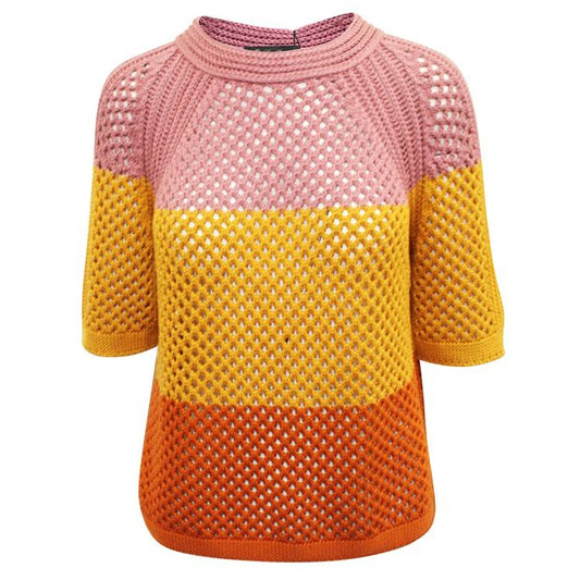 Loro Piana Pink, Yellow And Brown Knitted Sweater