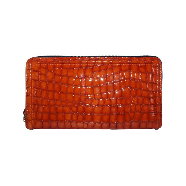 Dries Van Noten Croc Embossed Leather Zip Around Wallet