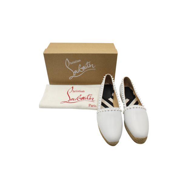 CHRISTIAN LOUBOUTIN White Leather Ares Espadrilles with Studs