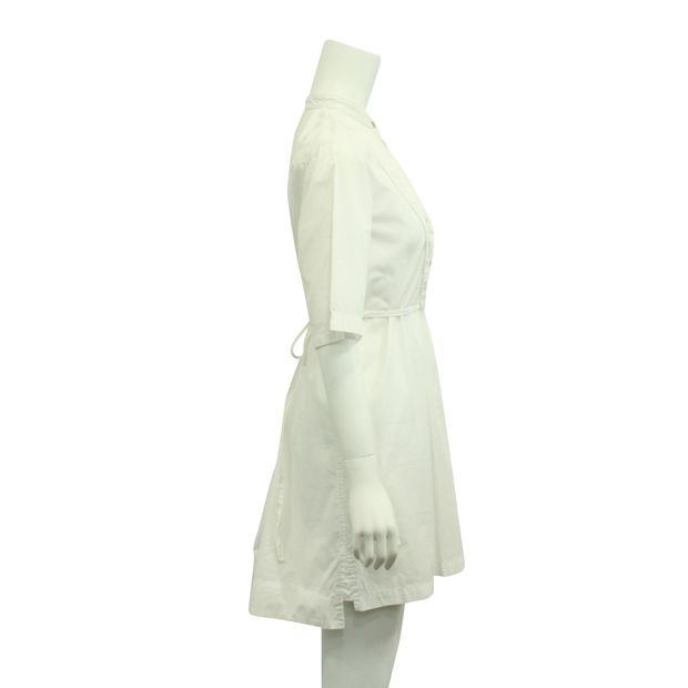 CONTEMPORARY DESIGNER White Chinese Collar Midi Dress