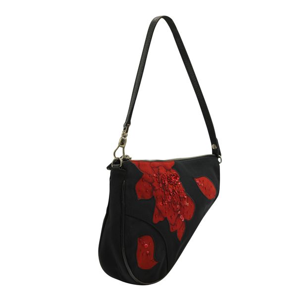 Limited Edition Mini Saddle Bag with Red Flowers