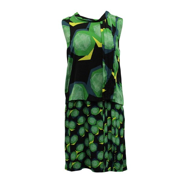 DIANE VON FURSTENBERG Sleeveless Green Pattern Dress