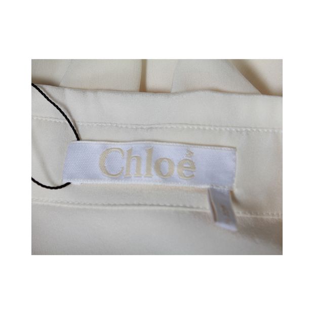 Chloe Button-Up Shirt in Cream Silk