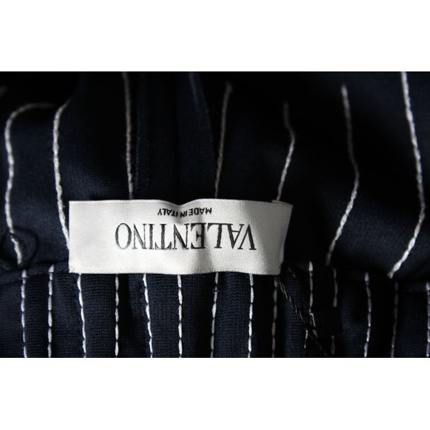 Valentino Navy Blue Pants With White Straps