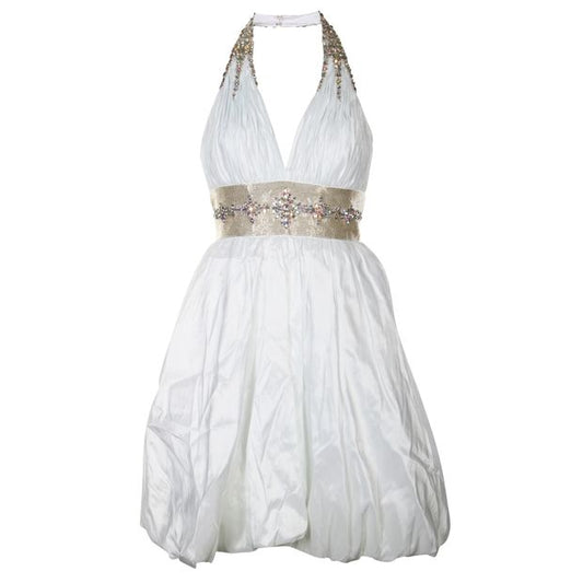TONY BOWLS  White and sequins Gown Dress