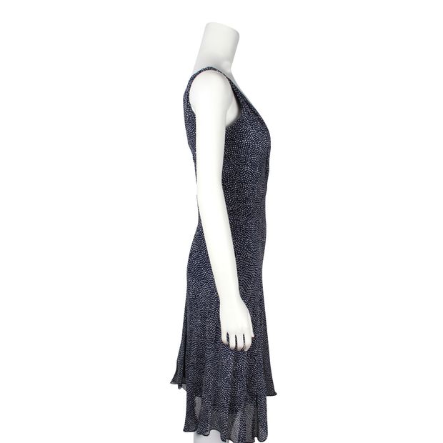 Diane Von Furstenberg Dark Blue Dots Print Dress