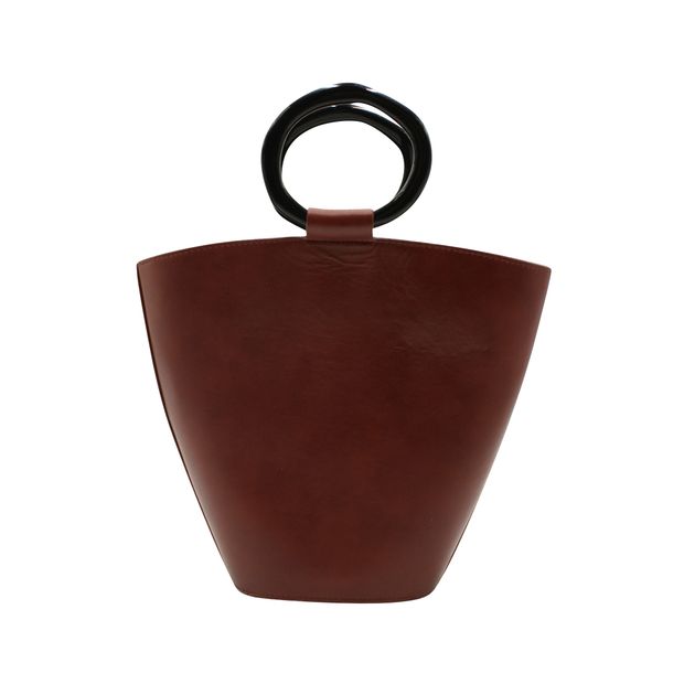 Staud Brown Tote With Plastic Round Top Handles