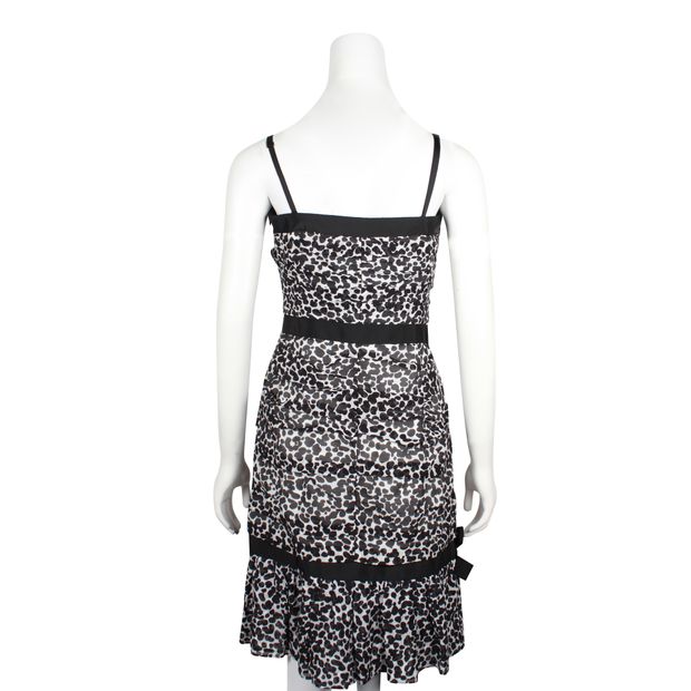 Moschino Black And White Leopard Print Strapless Dress