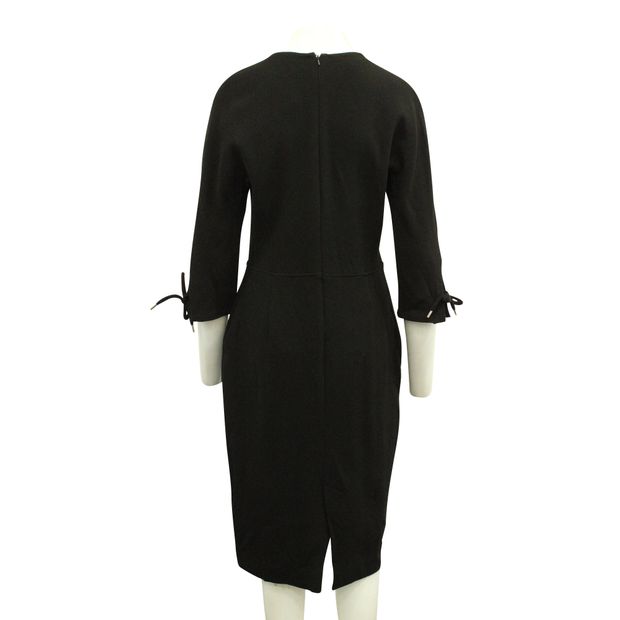 Contemporary Designer Black Dress 3/4 Sleeves With Tie