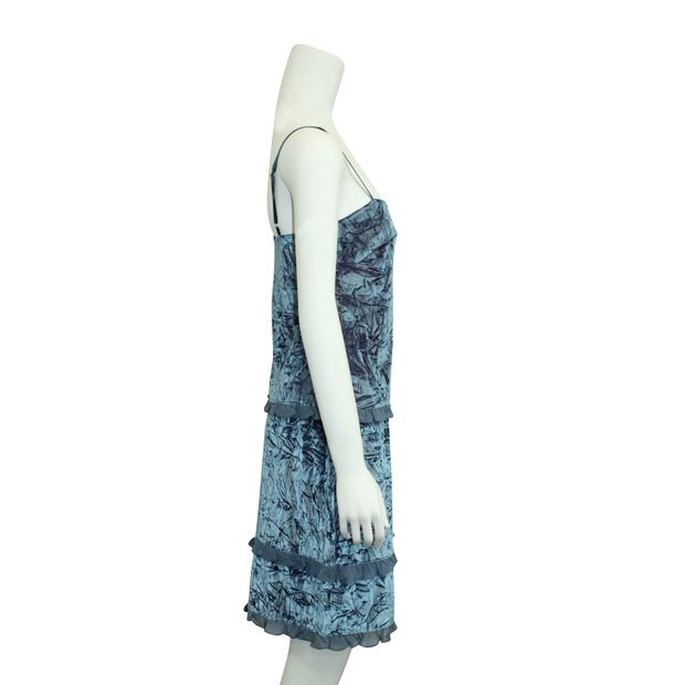 CONTEMPORARY DESIGNER Blue Crushed Velvet Skirt & Top
