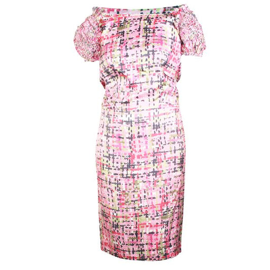 YVES SAINT LAURENT Pink Print Silk Dress