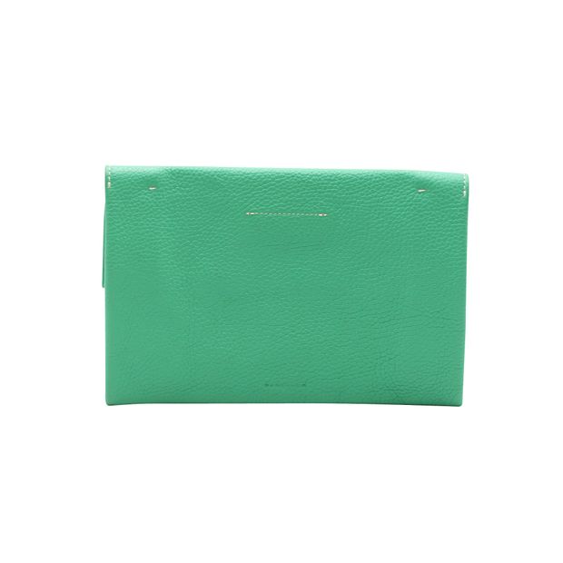 CONTEMPORARY DESIGNER Small Green Soft Clutch Bag