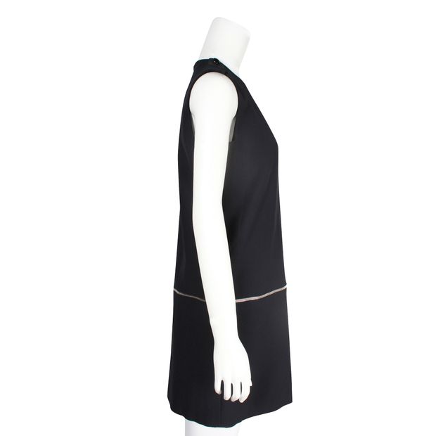 ALEXANDER MCQUEEN Black Dress With Horizontal Silver Zipper