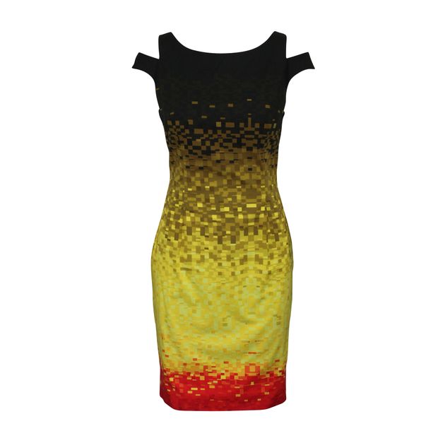 Contemporary Designer Ombre Colorful Print Dress