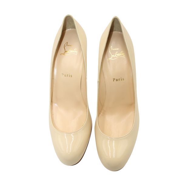 Christian Louboutin Simple 70 Pumps in Cream Patent Calf Leather