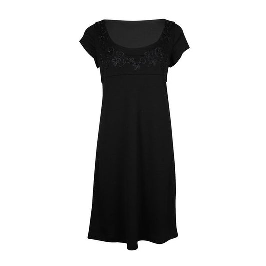 Diane Von Furstenberg Embroidered Mini Dress in Black Wool