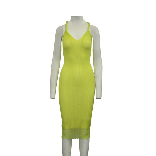 DION LEE Neon Green Pleated Dress