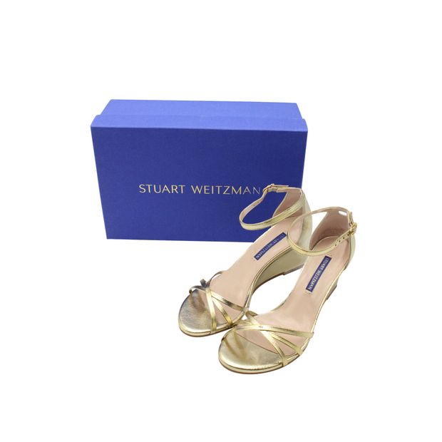 Stuart Weitzman Golden Wedges With Ankle Strap