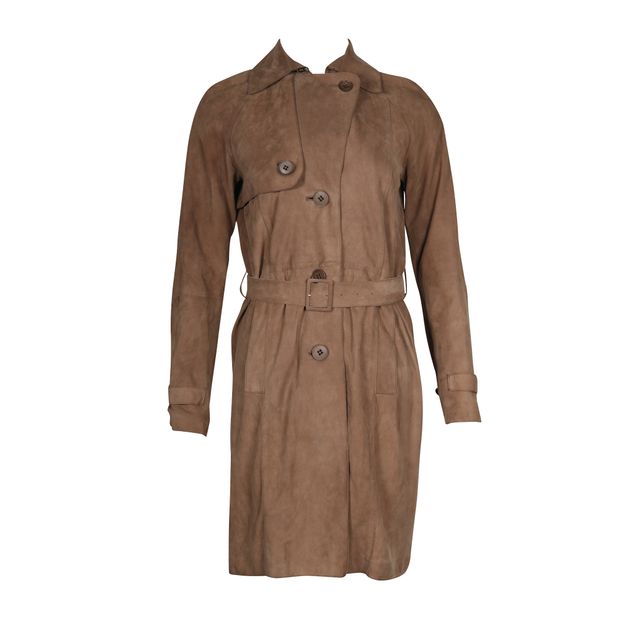 Hugo Boss Brown Goat Leather Trench Coat