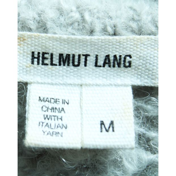 HELMUT LANG Light Grey and Black Sweater with long Back