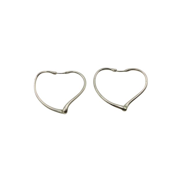 Tiffany & Co Elsa Peretti Open Heart Hoop Earrings in SIlver Metal