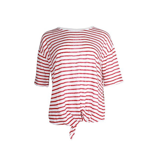 Loro Piana Red And White Striped Linen Blouse