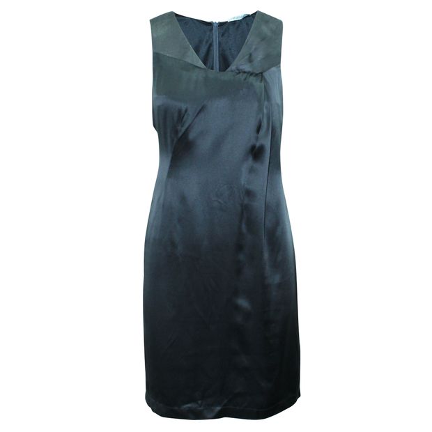 CONTEMPORARY DESIGNER Black and Dark Grey Elegant Silk Dress