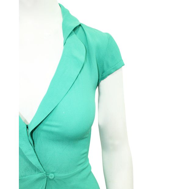 REFORMATION Green Mini Dress with Deep Neckline
