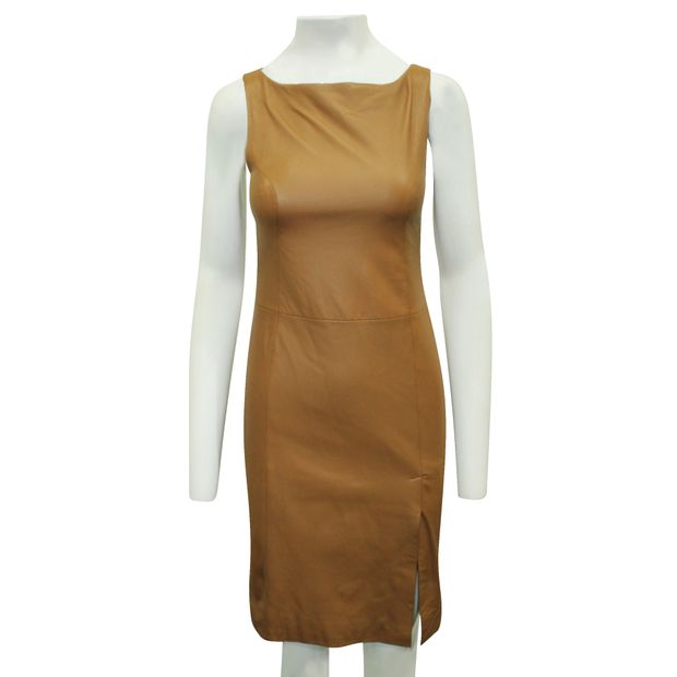 Contemporary Designer Brown Leather Dress