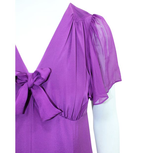 CINQ Ã€ SEPT Purple V-Neck Silk Dress