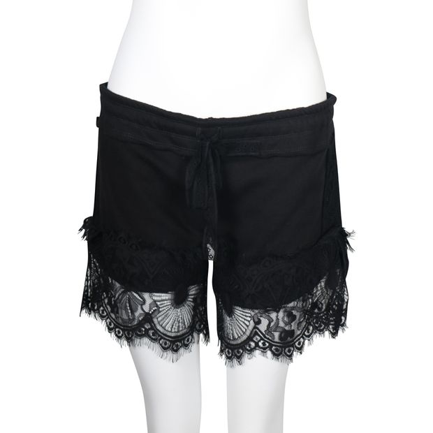 ANNA SUI Black Shorts with Lace