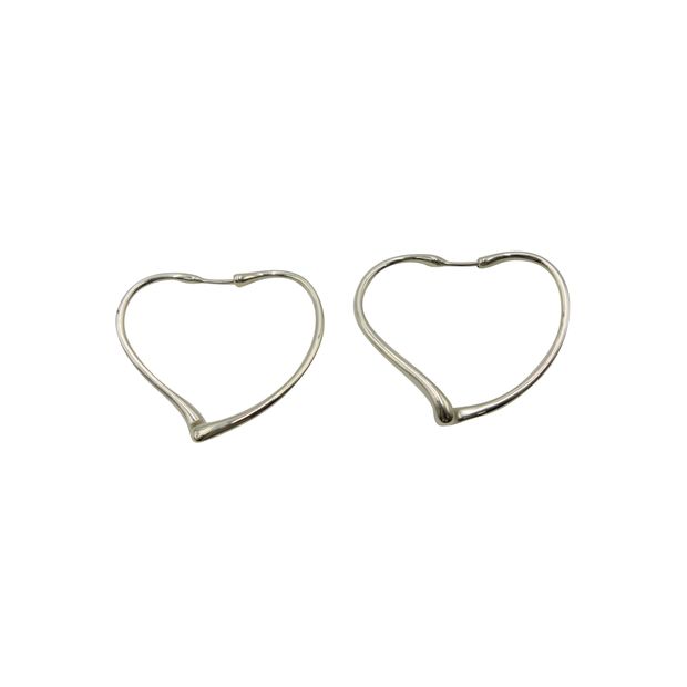 Tiffany & Co Elsa Peretti Open Heart Hoop Earrings in SIlver Metal