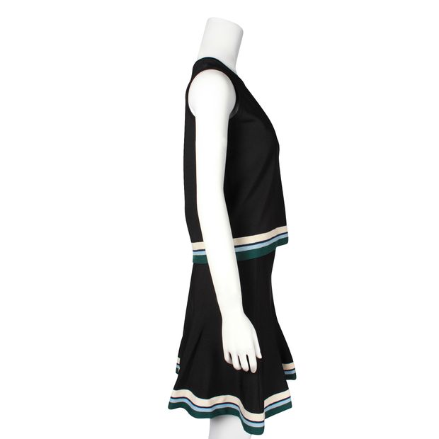 Victoria, Victoria Beckham Black Top & Skirt With Multicolour Hem Set