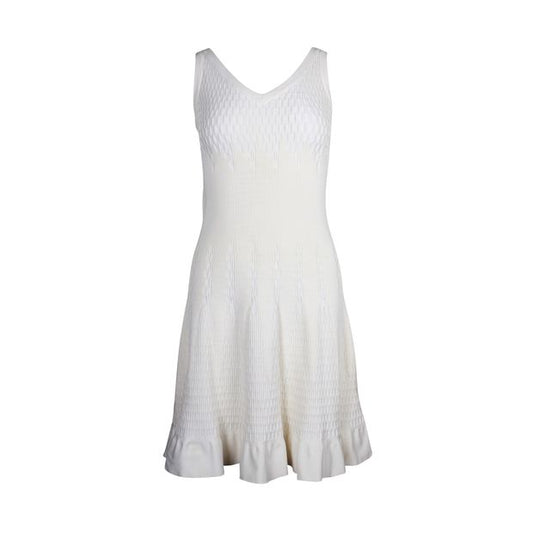 Textured Cream A-Line Dress