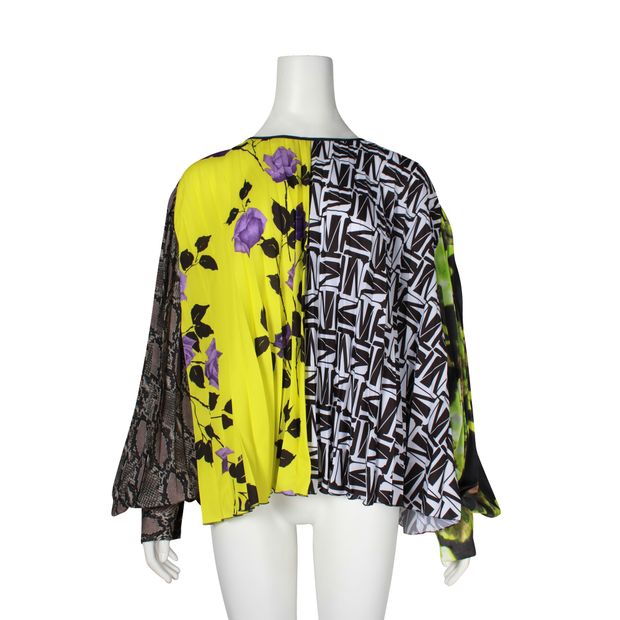 MSGM Contrast Print Pleated Loose Fitting Blouse